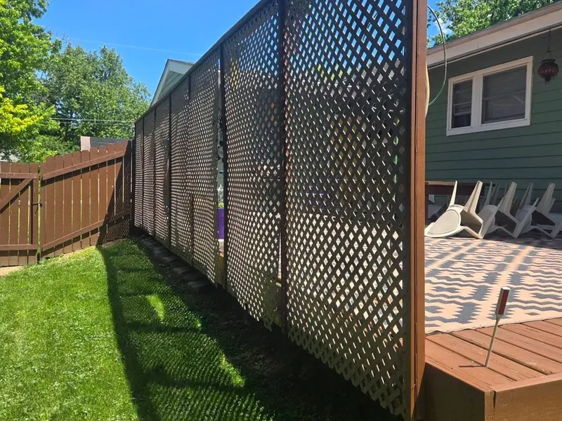 Deck privacy wall repaired and refinished