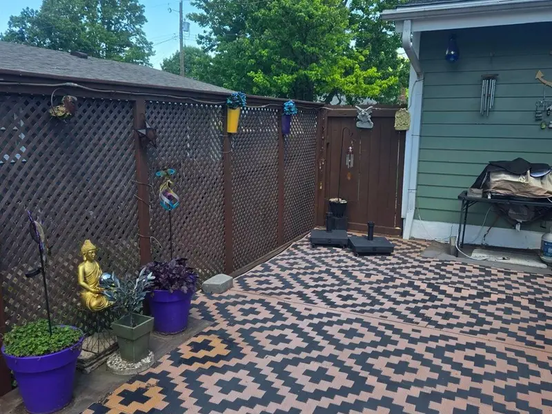 Restored deck privacy lattice and railing